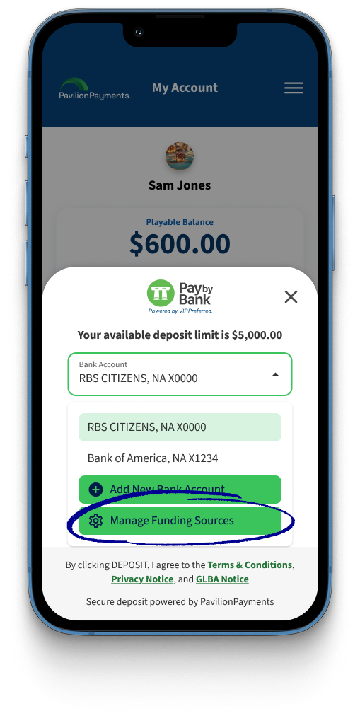Select Manage Funding Sources